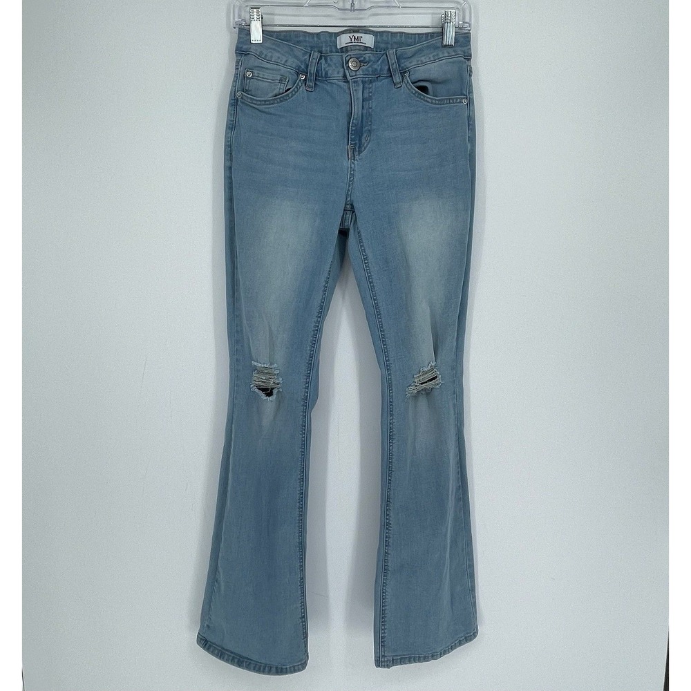 YMI‎ Women's Blue Light Wash Distressed Flare Denim Jeans Size 5/27 Juniors